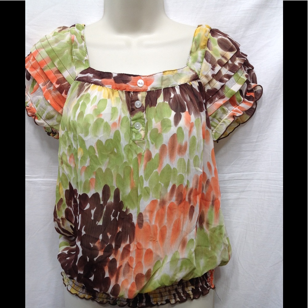 Women's sz Medium BYLINE blouse w/ elastic waist
